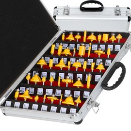 LEATBUY Router Bits Sets 1/4-Inch Shank Door&Drawer Front Edging Router Bit Set 41 PCS, Woodworking Milling Cutter Tools, Carbide CNC Wood Router Grooving Mill Tool (RG-2)