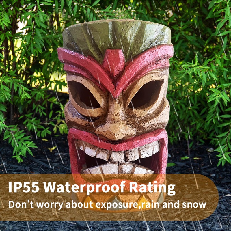 qzzwbbtc Tiki Head Solar Statue Light for Garden Decor and