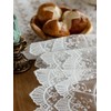 Q'foo 120 Lace Table Runner, White, Nordic, Embroidered, Floral Pattern,