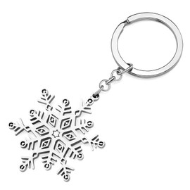 TIZURO Stainless Steel Fun Snowflake Keychain Winter Season Wallet Keyring Dainty Jewellry For Women Purse Xmas Charms Gifts (Silver Plated)