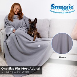 Snuggie- 2 Pack The Original Wearable Blanket That Has Sleeves, Warm, Cozy, Super Soft Fleece, Functional Blanket with Sleeves & Pockets for Adult, Women, Men, As Seen On TV- Light Grey