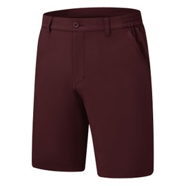 Rdruko Men's Stretch Golf Shorts 9 Inch Inseam Dress Elastic Waist Waistband Quick Dry Casual with 5 Pockets, Wine Red, 38