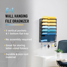 SHARKWOODS 7-Tier Wall File Organizer Mesh Hanging File Organizer for Papers, Folders, Files Clipboard & Magazine Organization, Ideal Wall Organizer for Office Home (1)