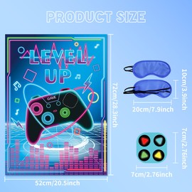 ILIEMOC Pin The Tail Games- Pin The Button on The Video Game Party Game With 24 Buttons 20.5x28.3 Inch Poster For Family Birthday Party Gaming Theme Events 2 Thickened Blindfolds Included (Video)