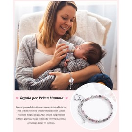 SUNSH Mum Gifts, New Mum Bracelet, Mother's Day Gifts for Mother from Daughter Son, Mother Gift Footprint Charm