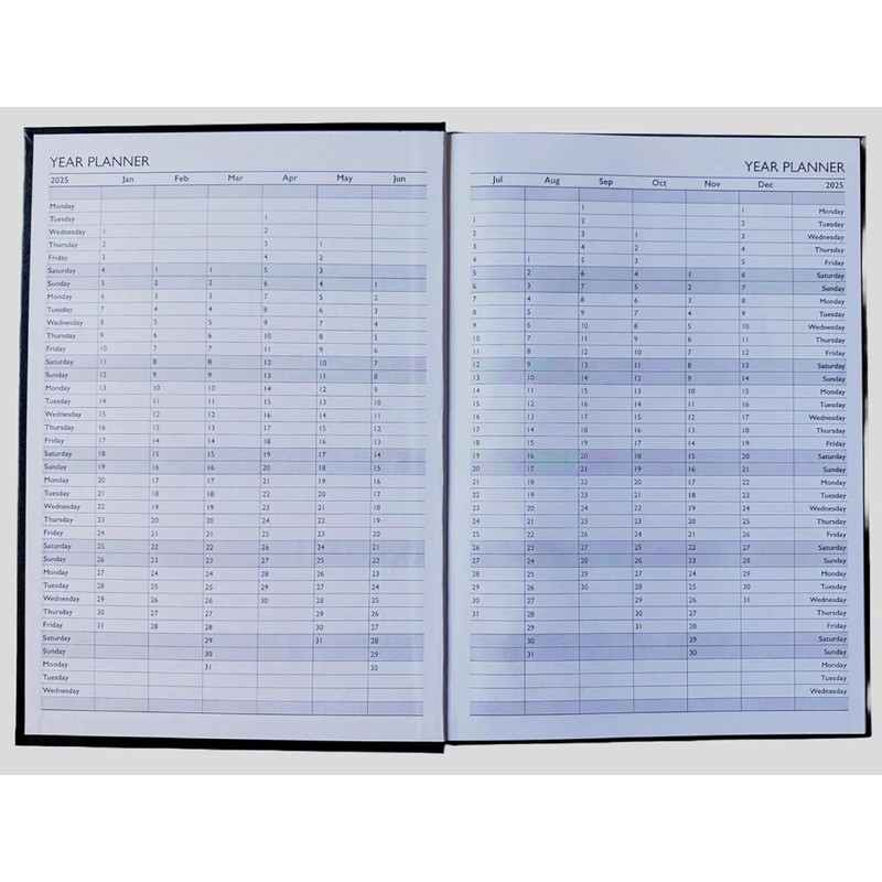 2025 A5 Diary Page per Day Navy Blue