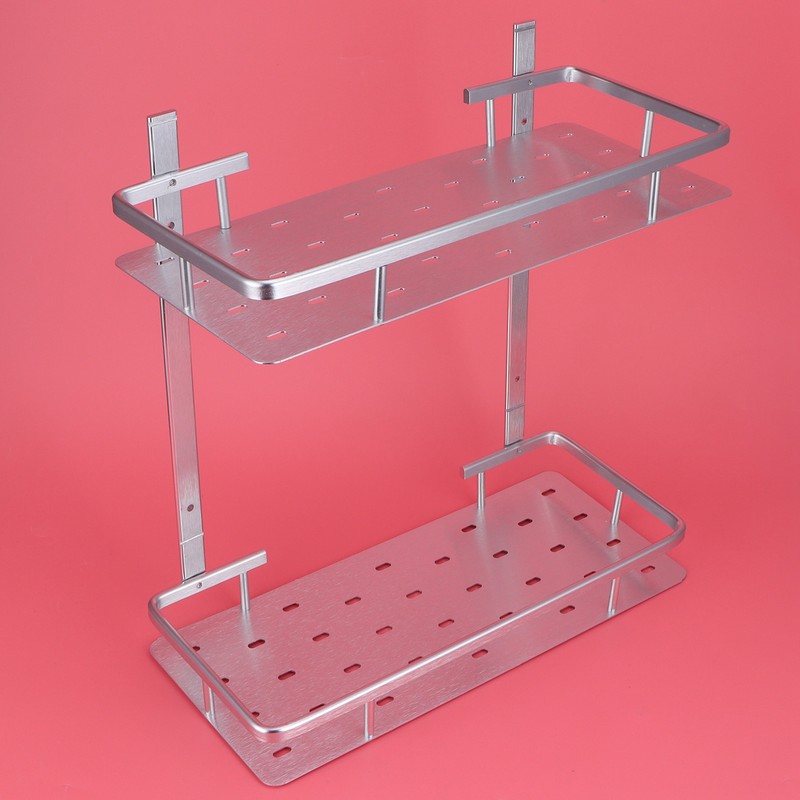 Space Aluminum Bathroom Shelf RustProof Shower Rack Kitchen Storage Basket