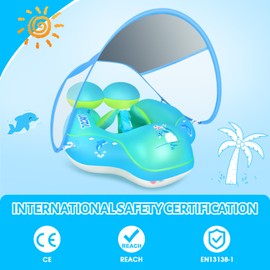 LAYCOL Baby Swimming Float with UPF50+ Sun Canopy Baby Floats for Pool No Flip Overbaby Pool for Baby Age of 3-36 Months
