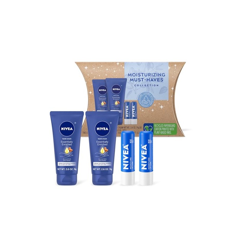 Moisturizing Must-Haves, Hand Cream and Lip Balm 4 Piece Gift