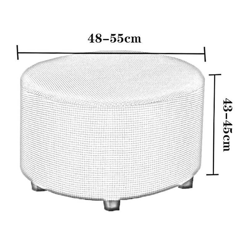 Baoblaze Ottoman Slipcovers Round Footrest Footstool Covers Stretch Storage Ottoman