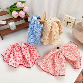 Vintage Floral Ribbon Fabric Hair Claw Clip for Women - Elegant & Sweet Hair Clip Blue - PiaPia Factory Direct 2ea