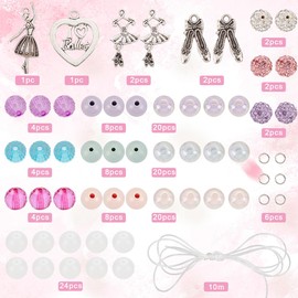 SUNNYCLUE 6 Pcs in 1 Box Alloy Charm Bracelet Ballet Bracelet Dream Beads Bangles Ballet Dancer Silver Beaded Bracelet Heart Bracelet Bangle Rhinestone Power Stone Bangles Dream Dance Dance Parts