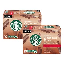 Starbucks Flavored Ground Coffee K-Cup Pods,Cinnamon Dolce,Flavored Ground Coffee Signature Collection,Recyclable K-Cups,10 K-Cup Pods/Box (Pack of 2 Boxes),10 Count (Pack of 2)