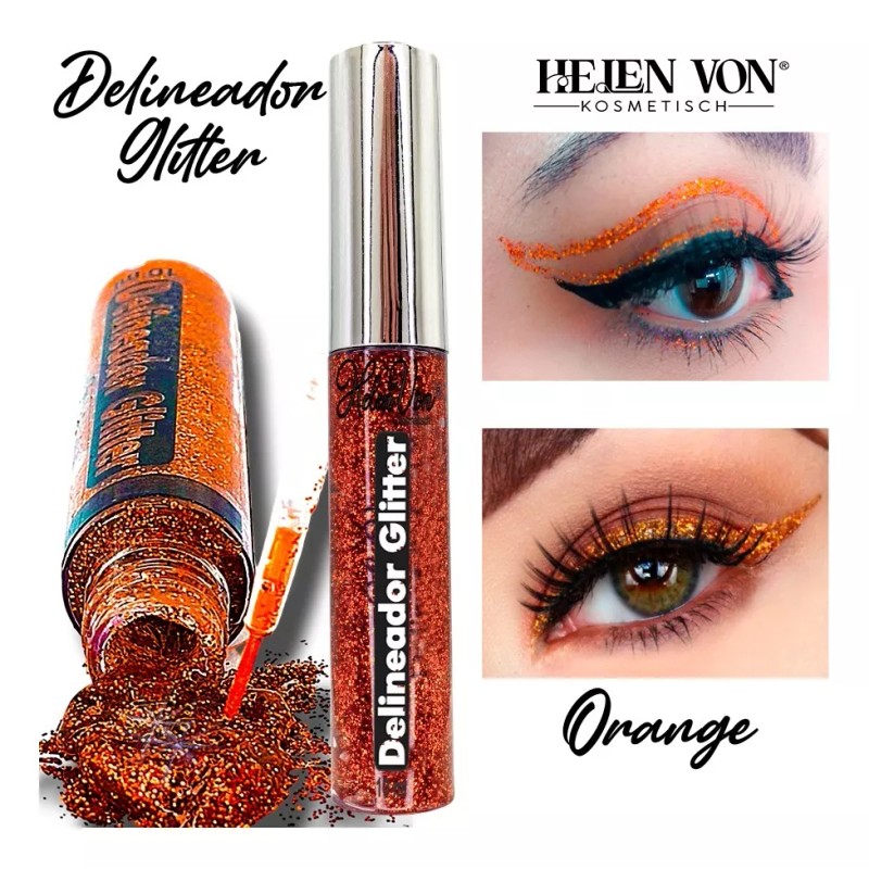 Helen Von Kosmetisch Delineador Glitter Brocha Paquete 8 Pzas Colores