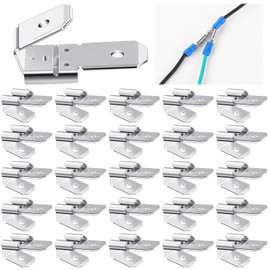 Tellegloww 25 Pcs Double Piggyback Spade Connectors Electrical Double Male Female Adapter 3 Way Spade Connector Adapter Quick Splice Wire Terminals Disconnect Piggyback Crimp Terminals Kit, Silver