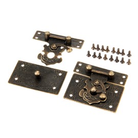 dophee 4Pcs Antique Style Box Hasp, Decorative Lock Latch Clasp with Mounting Screws for Drawer Cabinet Jewelry Box Wooden Case Wine Box Chest Trunk Hardware, 2.17"x1.85"