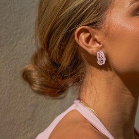 Flyonce Butterfly Earrings for Women Concert Outfit, Hypoallergenic Cute Tiny Birthstone CZ Pink Butterfly Huggie Hoop Earring Jewelry Gifts Rose Gold Earrings