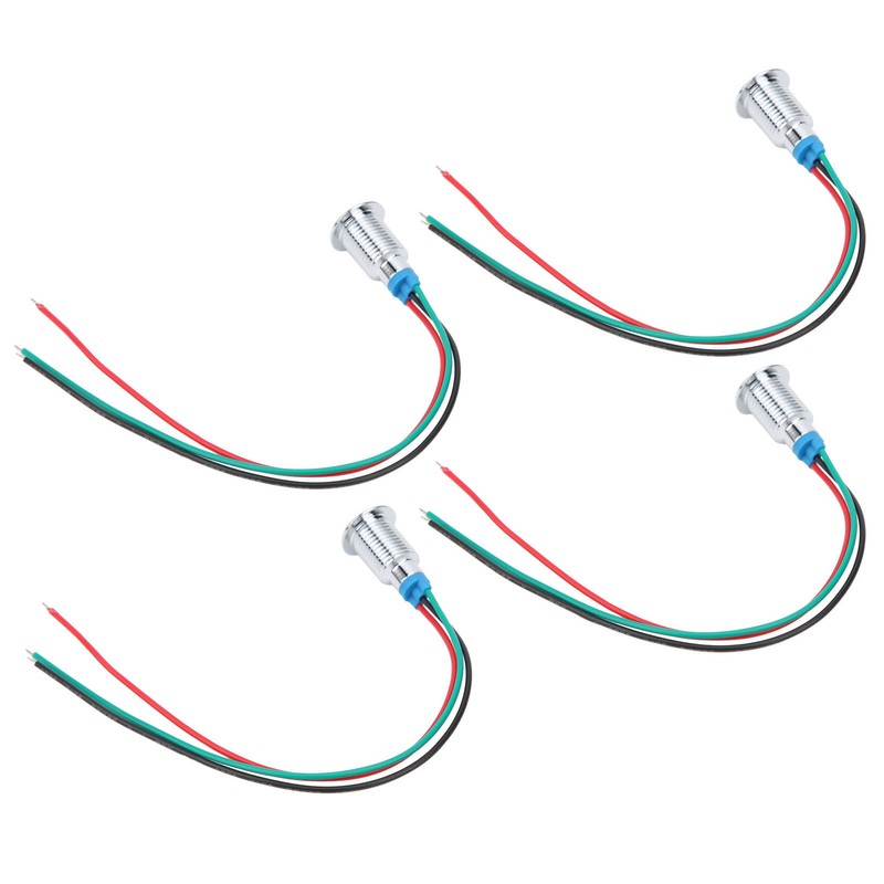 4 Sets PreWired Round LEDs Waterproof Dustproof 2-Color Common Cathode