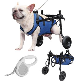 Dog Wheelchair for Back Legs with Pet Traction Rope, Small Wheelchair for Dogs with Disabled Hind Legs Walking Adjustable Dog Carts with Heavy Duty Wheels