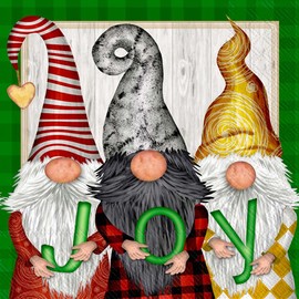IHR Ideal Home Range Cocktail Napkins Disposable 3-Ply Paper Party Napkin Pack, 5" x 5", Gnome Joy, 20-Count
