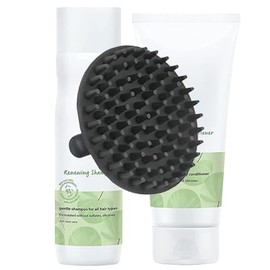 Elements Renewing Shampoo & Conditioner Set and M Hair Designs Scalp Brush (Bundle) – Sulfate-Free, Silicone-Free, Hydrating Hair Care for Soft, Healthy Hair
