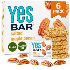 YES Nut Bars - Salted Maple Pecan - Soft Chewy Healthy Snack Bars Made with Organic Maple Syrup – Vegan, Paleo, Gluten Free, No Refined Sugar, Dairy Free, Plant Based Protein, Low Sugar - 6 Count