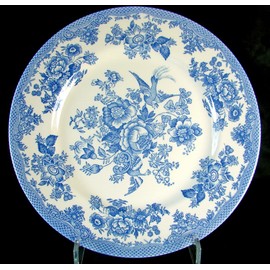 Set of 4 Dinner Plates Royal Stafford Asiatic Pheasant Blue Made in UK