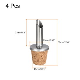 uxcell Stainless Steel Bottle Pourers, 4Pcs Olive Oil Spout Cork Design Wine Bottle Stoppers, Wine Pourers Liquor Pour Spouts for Pours Liquid, Wine, Vinegar, Most Liquor Bottles