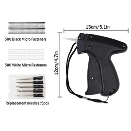 Hitopin Tagging Gun for Clothes, Sewing Gun, Mini Stitch Gun for Clothes, Quick Clothing Fixer, Fine Stitch Gun, Quick Stitch Mini Sewing Machine, with 6 Needles,500 Black & 500 White 8MM Fasteners