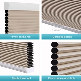 MYshade Cordless Cellular Blinds & Shades, Blackout Room Darkening Honeycomb Shades for Windows (Beige, 39" W x 72" H