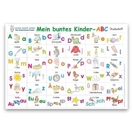 Mein buntes Kinder-ABC in Druckschrift: Lernposter DINA 4 laminiert