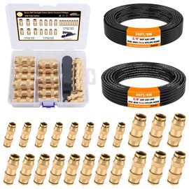 CheeMuii 23 PCS Brass DOT Air Line Fittings with 30FT 1/4" and 20FT 3/8" DOT Air Line Kit Push Lock Quick Connect Fittings with Pneumatic Tubing Set