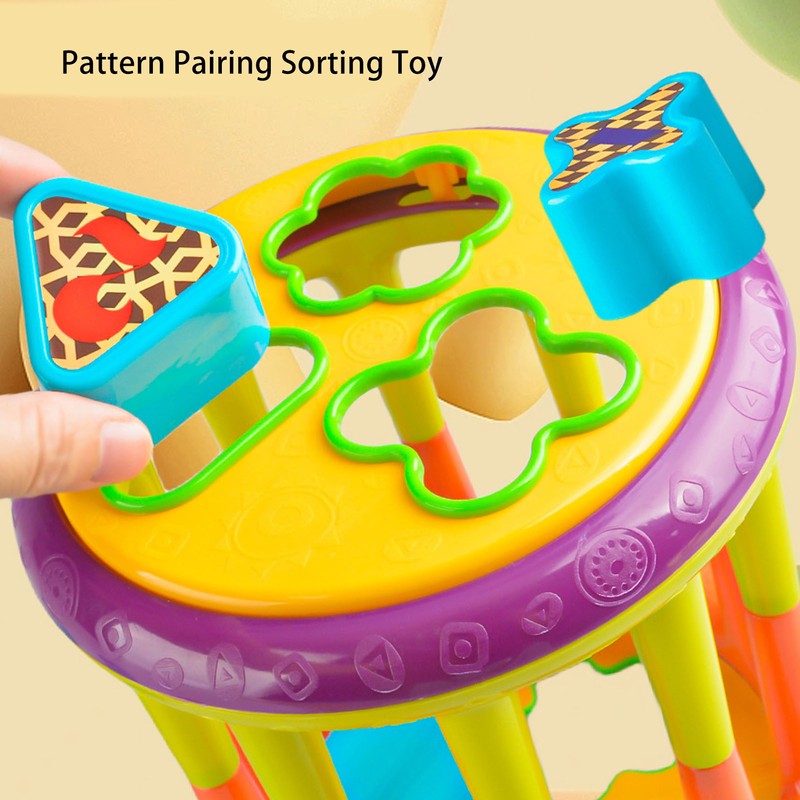 Kids Blocks Shape Sorting Toy Plastic Montessori Activity Cube Baby