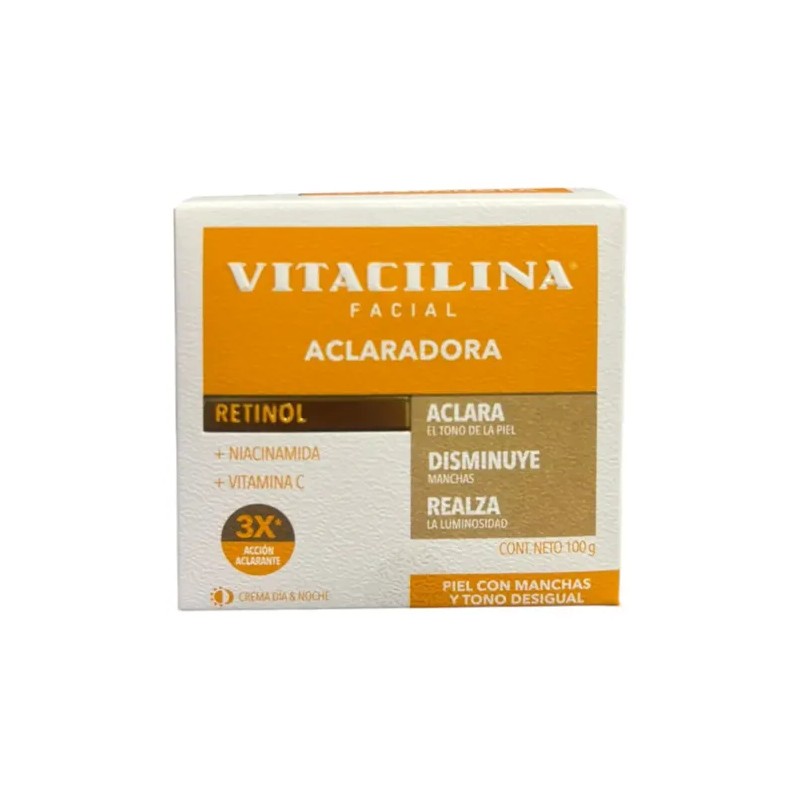 Crema Facial Aclaradora Vitacilina 100g, Todo Tipo Piel