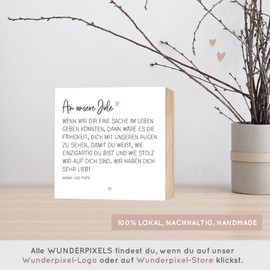 Wunderpixel® Holzbild Eine Sache Tochter - personalisiert - Geschenk von Eltern - 15x15x2cm zum Hinstellen/Aufhängen, echtes Foto mit Spruch auf Holz - schwarz-weißes Wand-Bild Aufsteller Andenken