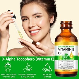Vitamin E Oil with Jojoba for Face, Skin, Hair, Cuticle & Scars - Cold Pressed, Gentle Moisturizing & Repair Solution, Fast Absorbing, Firming Skin, Fill Fine Lines(2 Fl Oz)