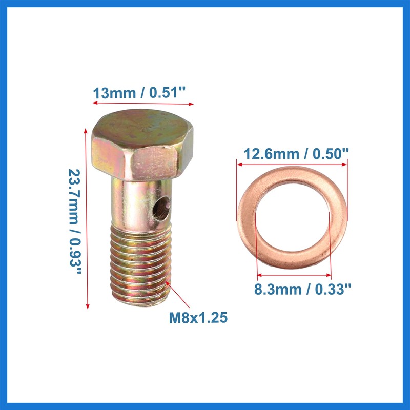 VekAuto 2 Set Banjo Bolt Brake Fitting Adapter M8x1.25 Thread