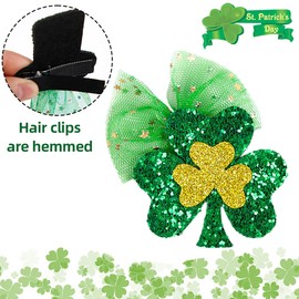 2 Pcs St. Patrick's Day Glitter Shamrock Hair Clip, St. patricks Day Hair Hairpins Festival Gift Green Lucky Clove Hair Barrettes for Women and Girl Irish Holiday Party Hair Accessories