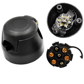 HISports 7-Pin Trailer Socket Trailer Socket 7-Pin with Rubber Seal 12 V Waterproof 7-Pin Trailer Socket 7-Pin Towing Hitch 7-Pin Socket for Trucks RV Cars Boat Trailer Accessories