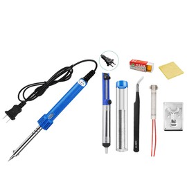 Cangfort Electronics Soldering Iron Kit, 60W 110V Adjustable Temperature Welding Tool Set with 8 Accessories Including Stand, and Tweezers - Durable Insulated Stainless Steel Soldering Kit
