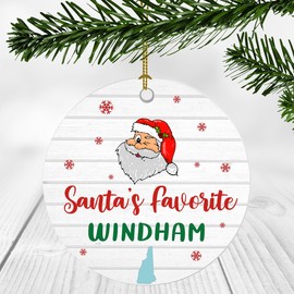 New Home Ornaments for Christmas Tree with Name City State Windham New Hampshire Ornament - Santa's Favorite Windham NH Ornament - Housewarming Ornament 3 Inches Plastic