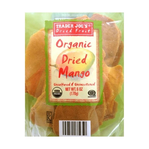 Trader Joe's Dried Fruit ORGANIC dried Mango 6 oz (Pack of 3)