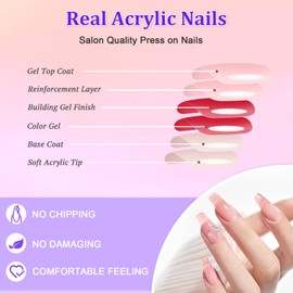 24Pcs Press on Nails Medium Almond Pure Color French Tip False Nails Full Cover Acrylic Nails Set Reusable Fake Nails with Glue Stickers Stiletto Stick on Nails for Women and Girls (Temptation Gray)