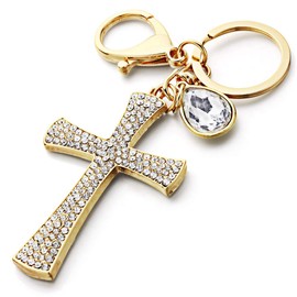 YONGYAN Fashion Cross Rhinestone Cute Keychain Purse Bag Buckle Ladies Bag Pendant Charm Car Keyring for Women