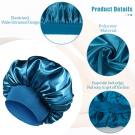 Pack of 3 Silk Bonnet for Sleeping, Sleep Cap, Silk Adjustable Satin Hair Cap, Breathable Hair Cap for the Night, Soft Silk Bonnet Sleep Cap for Women and Girls (Black, Blue, Coffee)