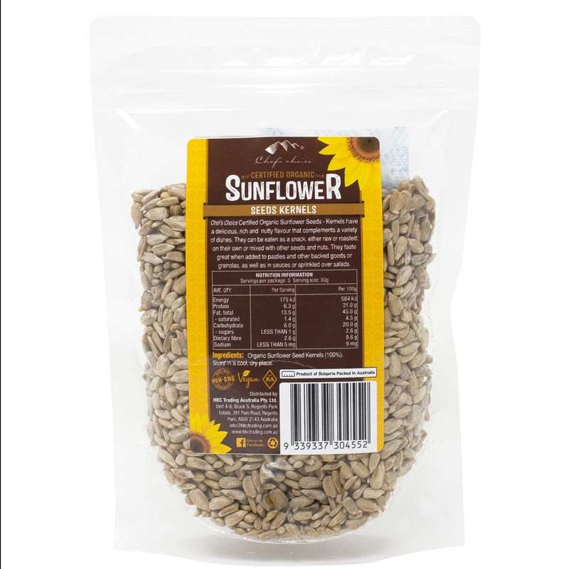 Chef's Choice Organic Sunflower Seeds Kernels 160g