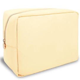 izuzta - Organizador de bolsa de maquillaje de nailon para viajes, bonita bolsa para monedas, Beige, Large