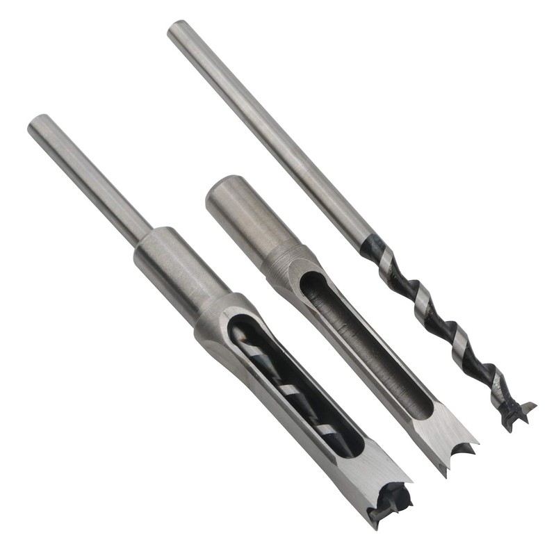 Rowiz 3pcs Woodworking Square Hole Drill Bits Mortising Chisel Set,