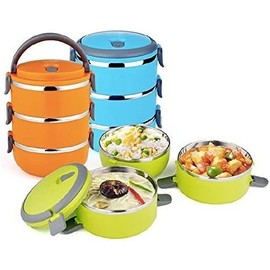 Copper Top - 3-Layer Stainless Steel Stackable Insulated Lunch Box / 3 Compartment Bento Lunch Box, Keeps The Food Fresh, BPA Free