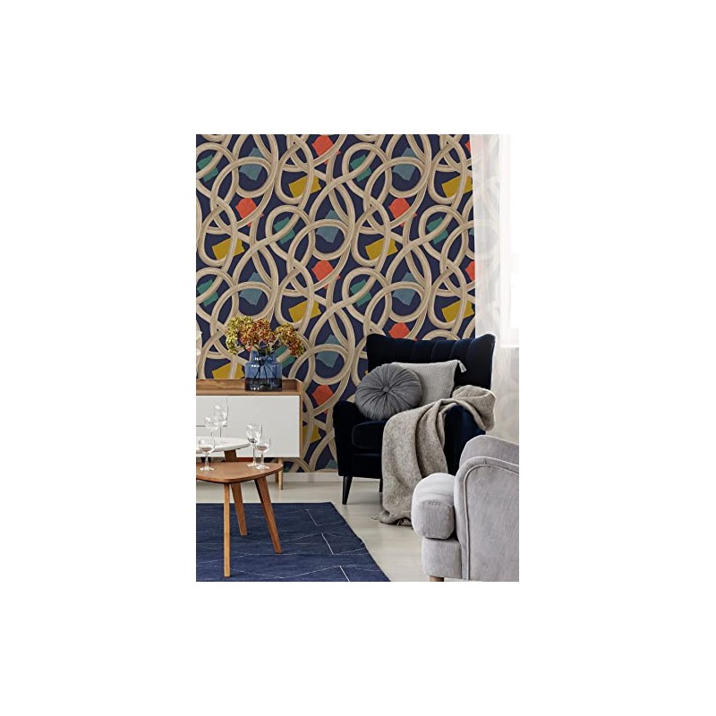 Calix Indigo Twisted Geo Wallpaper